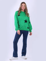 Chunky Wool Knit Star Print Crop Jumper