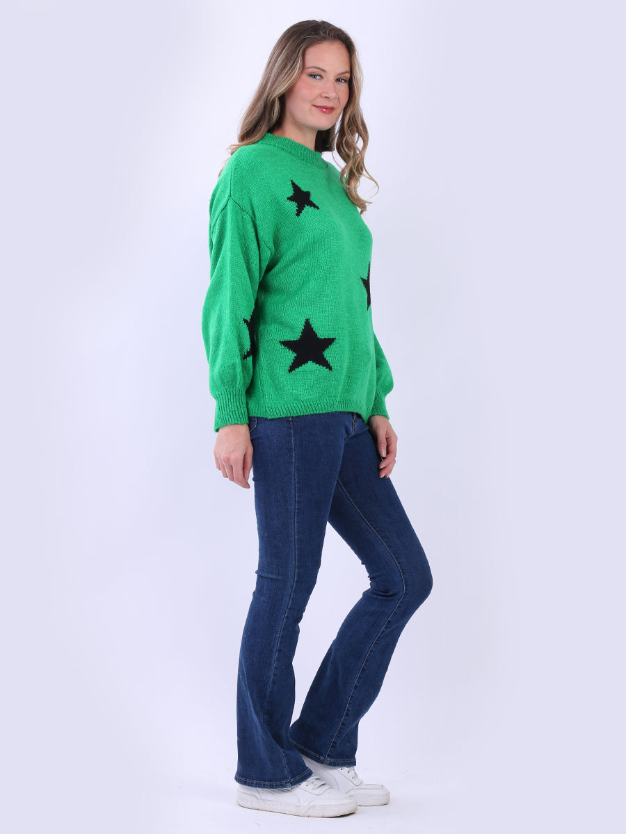 Chunky Wool Knit Star Print Crop Jumper