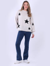 Chunky Wool Knit Star Print Crop Jumper