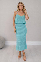Crochet Maxi Dress Aqua