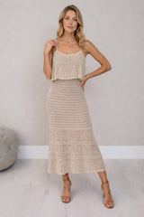 Crochet Maxi Dress Beige
