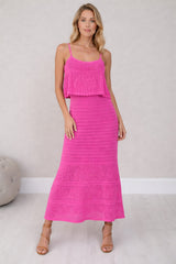 Crochet Maxi Dress Fuchsia