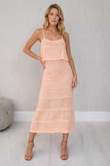 Crochet Maxi Dress Peach