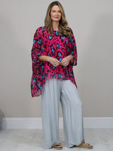 Oversized Silk Top Fuchsia