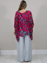 Plus Size Leopard Batwing Silk Top