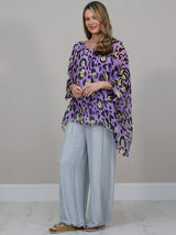 Plus Size Leopard Batwing Silk Top