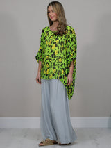 Plus Size Leopard Batwing Silk Top
