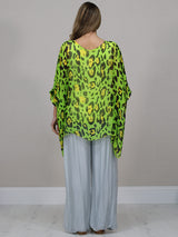 Plus Size Leopard Batwing Silk Top