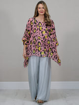 Plus Size Leopard Batwing Silk Top