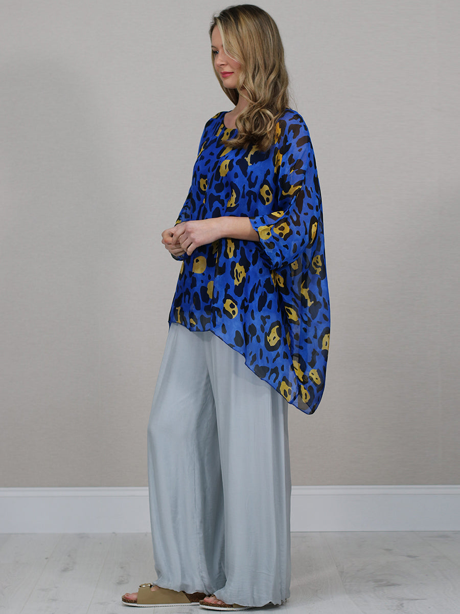 Plus Size Leopard Batwing Silk Top