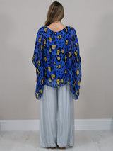 Plus Size Leopard Batwing Silk Top