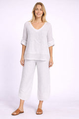Crochet Linen Blouse White