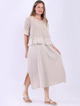 2 Layered Hopsack Mesh Net Cotton Dress