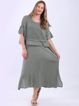 2 Layered Hopsack Mesh Net Cotton Dress