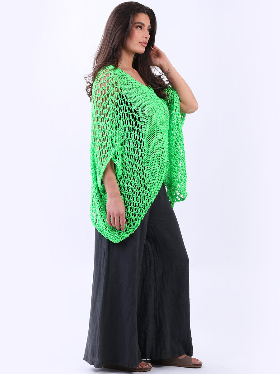 Batwing Crochet Knit Tunic Beach Top