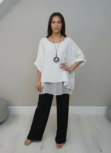 Plain Linen Tunic Top White