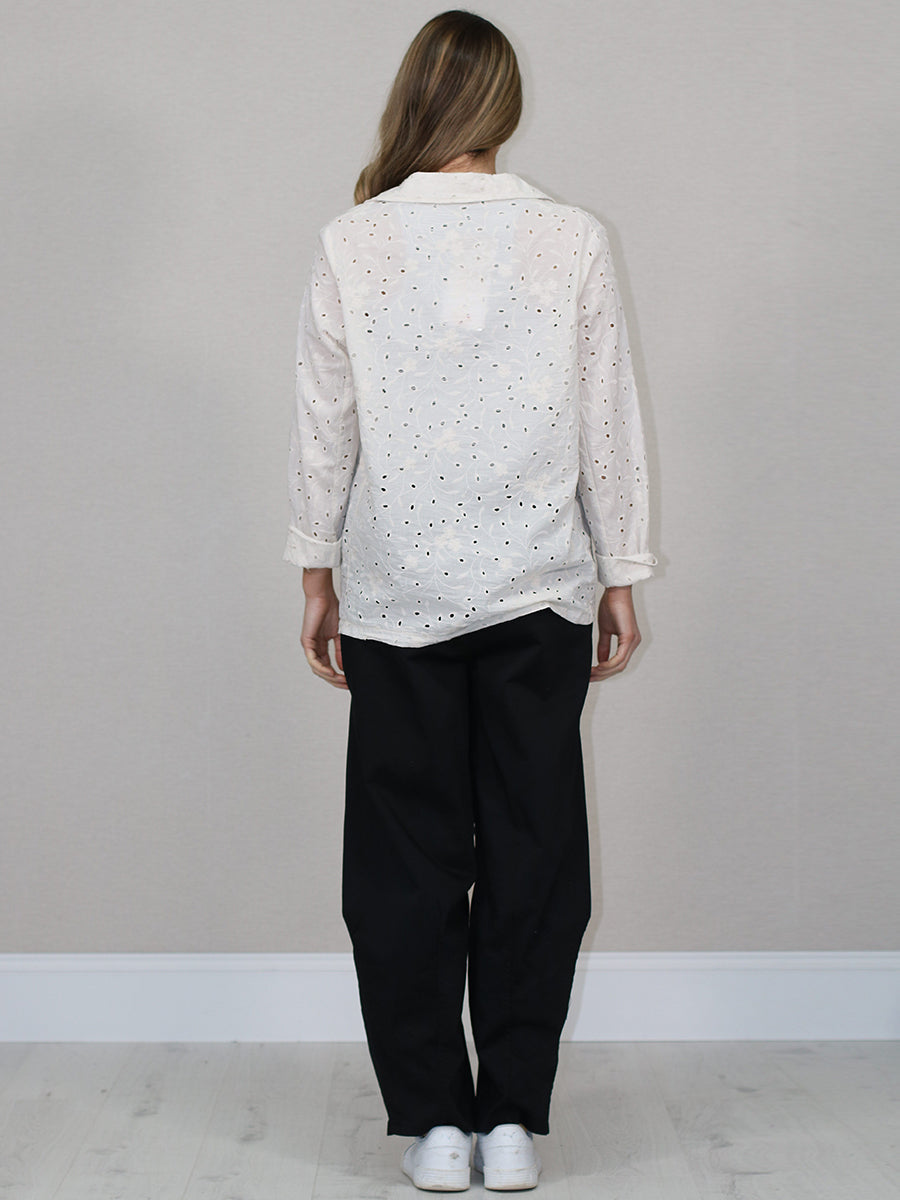 Broderie Eyelet Formal Collar Jacket