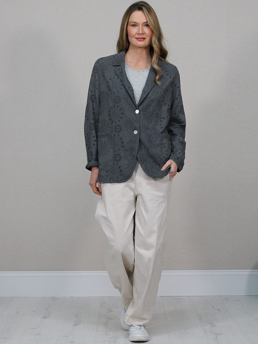 Broderie Eyelet Formal Collar Jacket