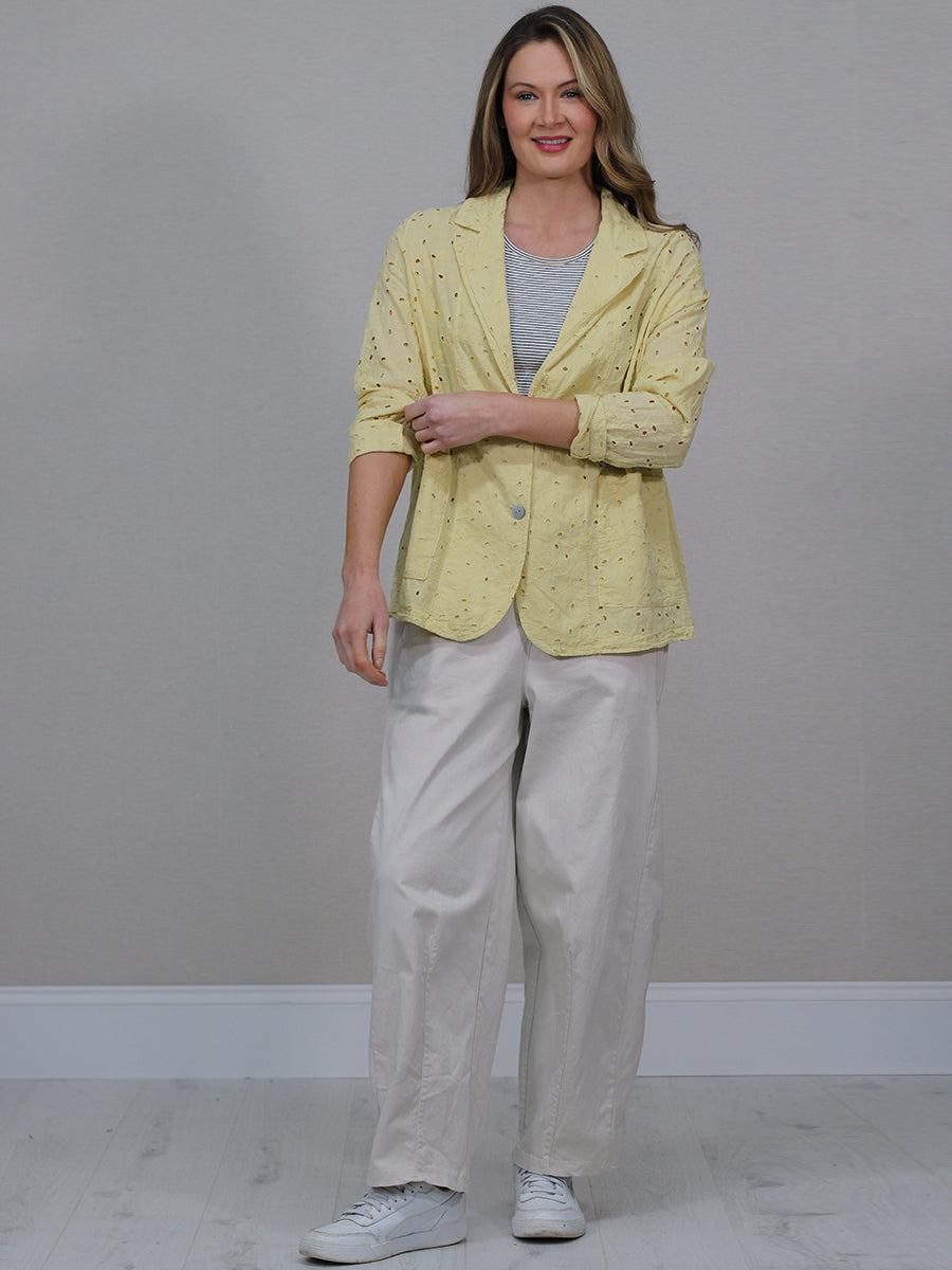 Broderie Eyelet Cotton Jacket Mustard