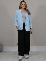 Broderie Eyelet Cotton Jacket Sky Blue