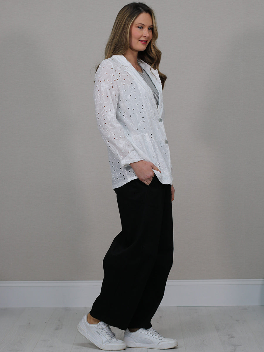 Broderie Eyelet Formal Collar Jacket