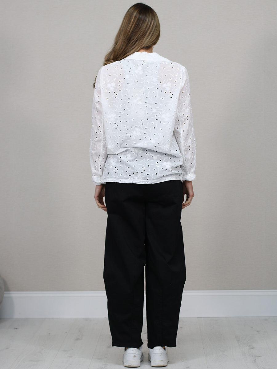 Broderie Eyelet Formal Collar Jacket