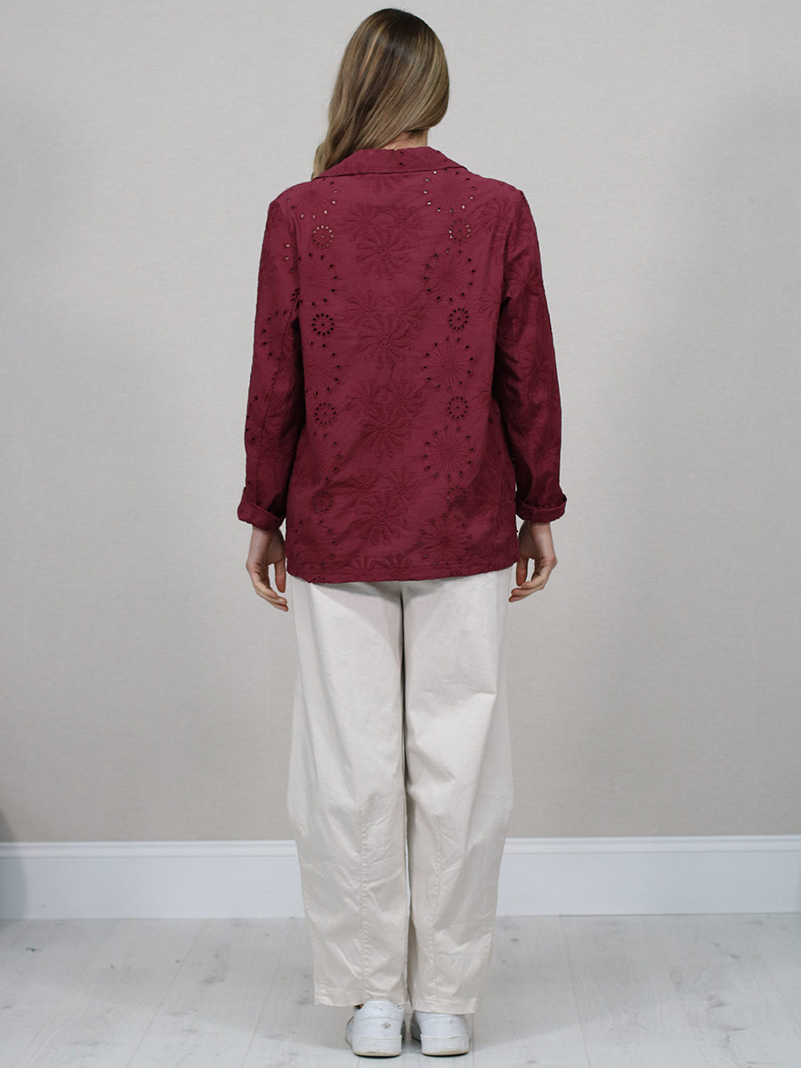 Broderie Eyelet Formal Collar Jacket