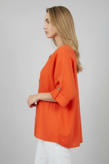 Tabbed Sleeves Plain Cotton Box Top