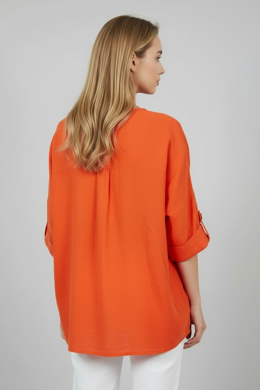 Tabbed Sleeves Plain Cotton Box Top
