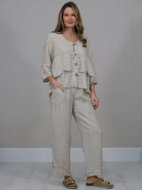 Linen Crop Jacket Beige