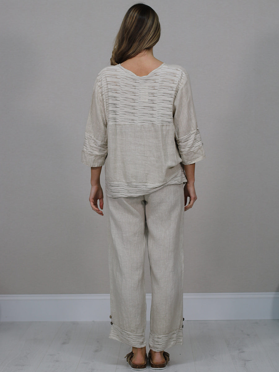 Button Down Cutout Crop Linen Jacket