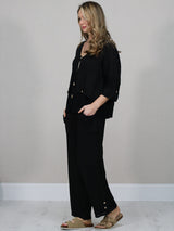 Button Down Cutout Crop Linen Jacket