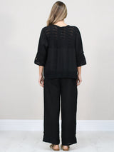 Button Down Cutout Crop Linen Jacket