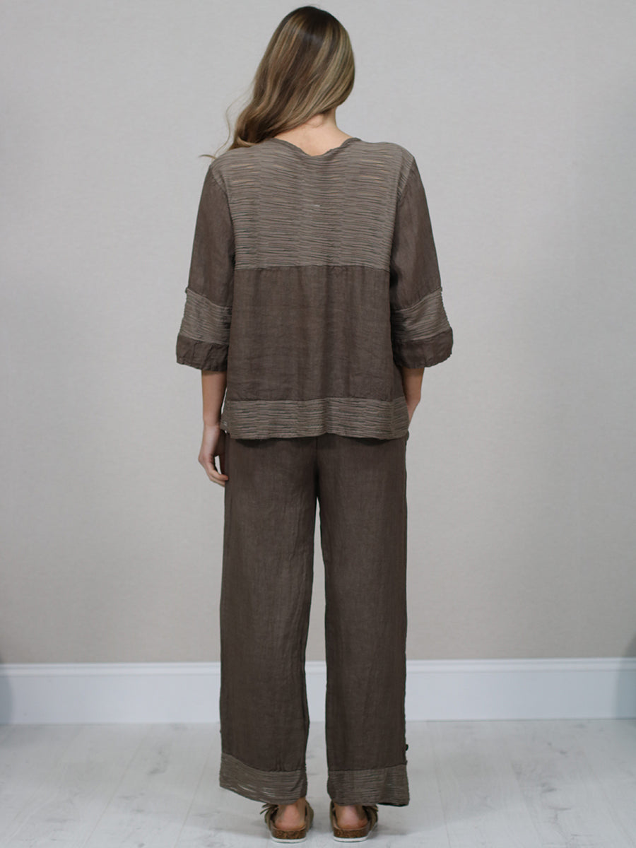 Button Down Cutout Crop Linen Jacket