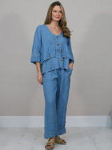 Linen Crop Jacket Denim