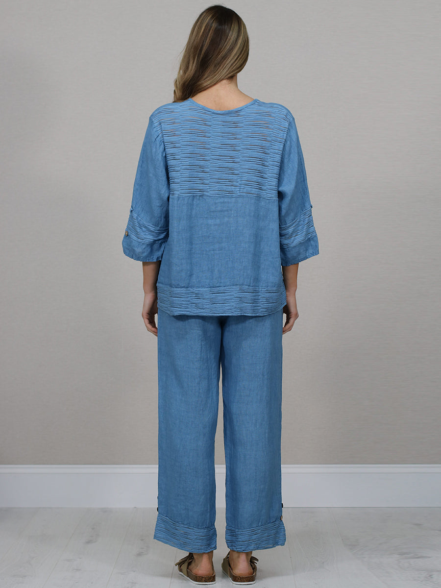 Button Down Cutout Crop Linen Jacket