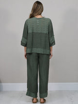 Button Down Cutout Crop Linen Jacket