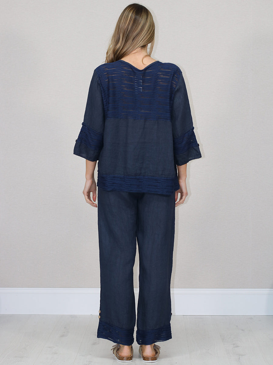 Button Down Cutout Crop Linen Jacket