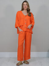 Linen Crop Jacket Orange