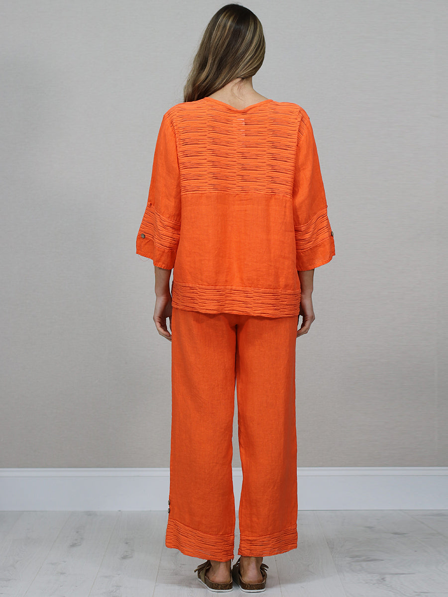 Button Down Cutout Crop Linen Jacket