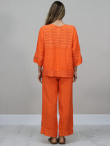 Button Down Cutout Crop Linen Jacket