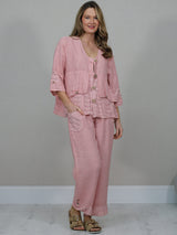 Linen Crop Jacket Pink