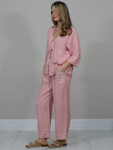 Button Down Cutout Crop Linen Jacket