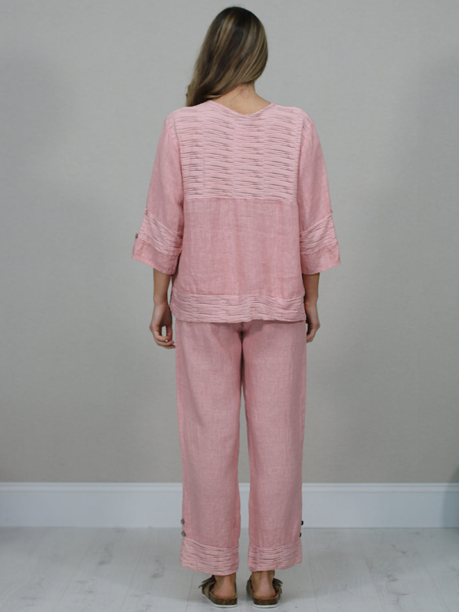 Button Down Cutout Crop Linen Jacket