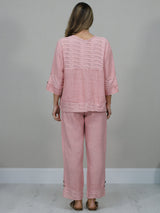 Button Down Cutout Crop Linen Jacket