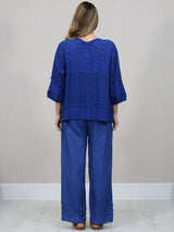 Button Down Cutout Crop Linen Jacket