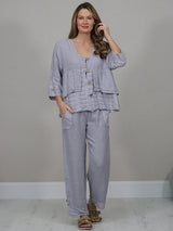 Linen Crop Jacket Silver