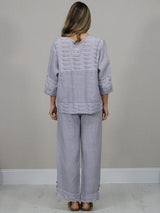 Button Down Cutout Crop Linen Jacket