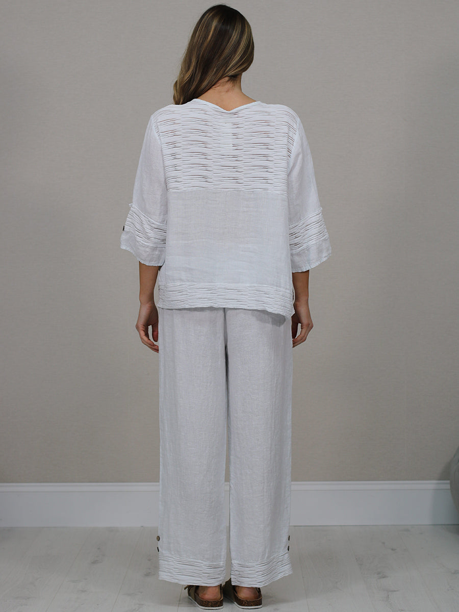 Button Down Cutout Crop Linen Jacket