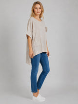 Plain Front Pocket Corsage High Low Top